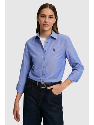 U.S. Polo Assn. Kadın Saks Uzun Kollu Basic Gömlek 50324791-VR045