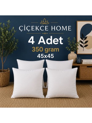 ÇİÇEKCE HOME Çiçekce Home Kırlent Iç Yastık 4 Adet 45X45 1.kalite Boncuk Silikon Elyaf Dolgulu 350 Gram