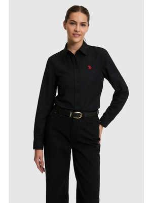 U.S. Polo Assn. Kadın Siyah Uzun Kollu Basic Gömlek 50324791-VR046