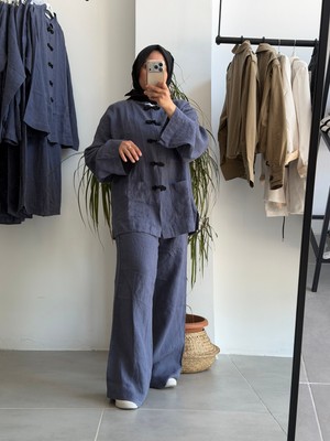 Butik Duyawear Lacivert Ham Keten Takım