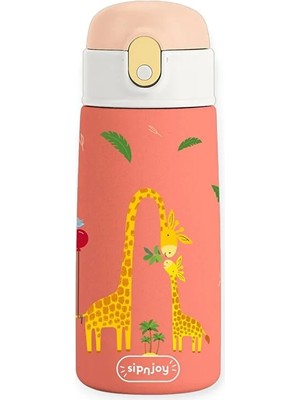 SipnJoy - Sipsquad Çocuk Su Termosu | 480 ml - Giggle Giraffe (4 Adet)