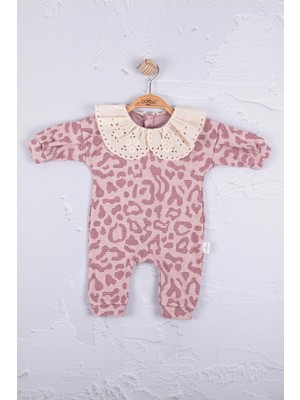 Beruflic Leopar Dama Desenli % 100 Pamuk Kız Bebek Tulum