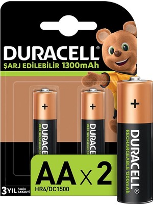 Duracell 1300mAh Şarj Edilebilir Kalem Pil 2'li Paket Aydınlatma Aksesuarları İçin Uygun