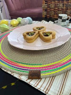 Hace Bazaar Decohandy 39CM Neon Renkli Şeritli Jüt Örme Supla Amerikan Servis