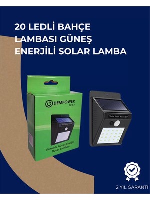 Hace Bazaar Solar Enerjili 20 LED Duvar Lambası | Hareket Sensörlü, Su Geçirmez, Kablo Gerektirmez