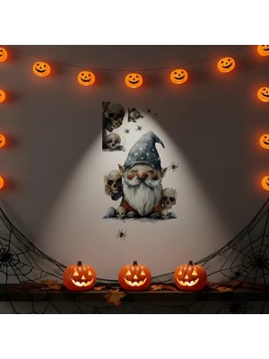 Hace Bazaar Gotik Cüce ve Kafatası Halloween Duvar Sticker Seti