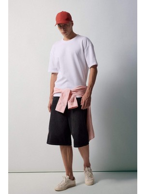DeFacto %100 Pamuk Süper Baggy Fit Siyah Bermuda Şort I3977AX26HS