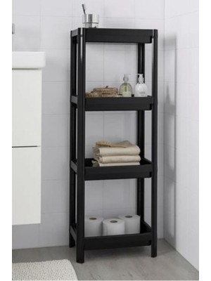 Vesken Çok Amaçlı 4 Katlı Düzenleyici Siyah Raf Ünitesi 23 cm Genişlik 100 cm Yükseklik