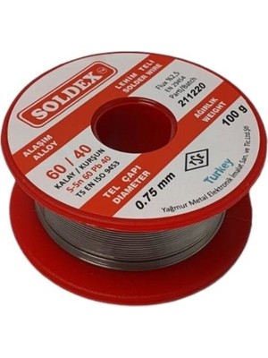 Soldex 100 gr 0.75 mm 60/40 Lehim Teli Profesyonel Kullanım İçin Yüksek Performans
