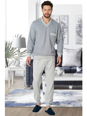 By Mecit Pijama Mecit 2766 Gri Büyük Beden Erkek Pijama Takımı