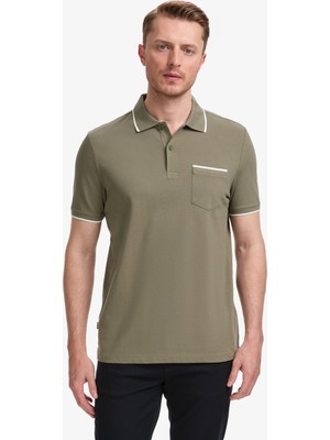 Pierre Cardin Erkek Haki Regular Fit %100 Pamuk Düğmeli Polo Yaka Tişört 50327859-VR027