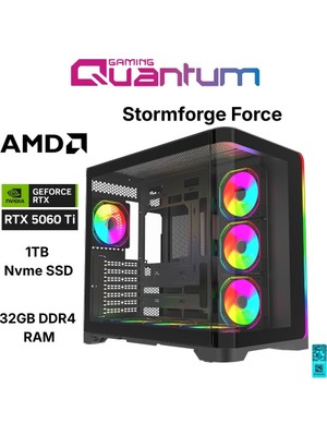 Quantum Gaming Stormforge Force Ryzen 7 5700X 32GB Ddr4 1tb Nvme RTX5060TI 16GB Masaüstü Oyun Bilgisayarı