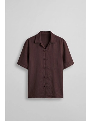 Abluka Online Erkek Boxy Fit Tencel Kumaş Kimono Gömlek Bordo