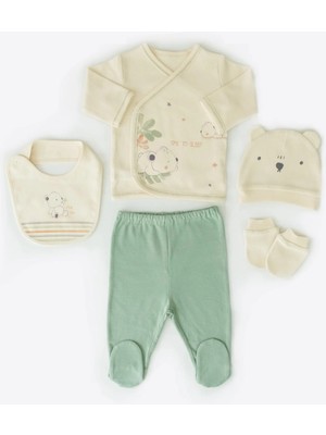 Kitikate Organik Big Bear 5'li Zıbın Set Natural-Yeşil