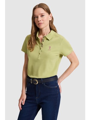 U.S. Polo Assn. Kadın Yeşil Polo Yaka Basic Tişört 50321798-VR016