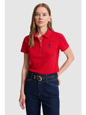 U.S. Polo Assn. Kadın Kırmızı Polo Yaka Basic Tişört 50321798-VR030