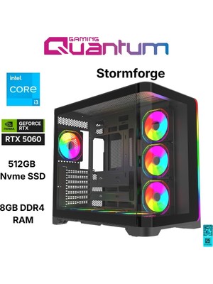 Quantum Gaming Stormforge Intel I3 12100 8gb Ddr4 512GB Nvme Rtx 5060 Masaüstü Oyun Bilgisayarı