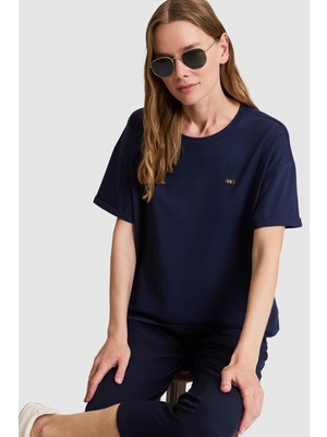U.S. Polo Assn. Kadın Lacivert Bisiklet Yaka Basic Tişört 50323545-VR033