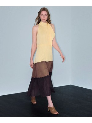 İpekyol Kırışık Efektli Colorblock Elbise IS1260002656009
