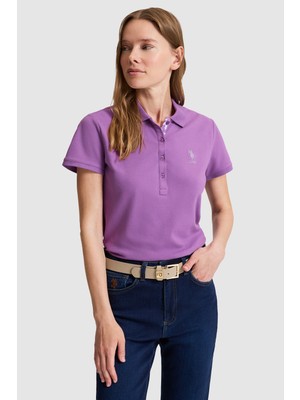 U.S. Polo Assn. Kadın Menekşe Polo Yaka Basic Tişört 50321798-VR037