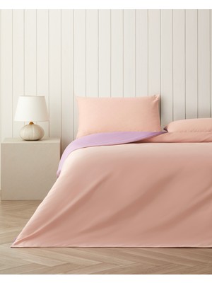 English Home Plain Pamuk Çift Kişilik Nevresim Takımı 200X220 cm Toz Pembe-Leylak
