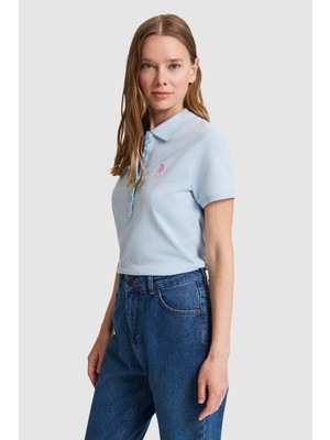 U.S. Polo Assn. Kadın Açık Mavi Polo Yaka Basic Tişört 50326475-VR003
