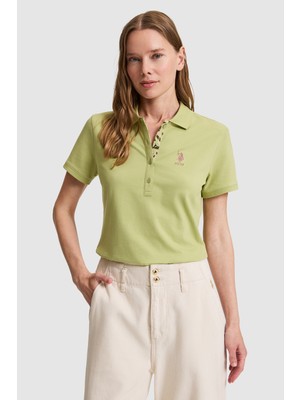 U.S. Polo Assn. Kadın Yeşil Polo Yaka Basic Tişört 50326475-VR016