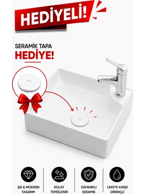 Lapino Floppy Class Tezgah Üstü Lavabo 50*36 cm Beyaz  (16050)