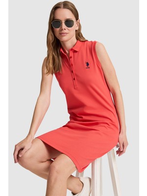 U.S. Polo Assn. Kadın Kırmızı Polo Yaka Örme Elbise 50323571-VR213