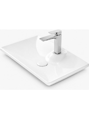 Lapino Arcade Tezgah Üstü Lavabo 65*40 cm Beyaz (4265)