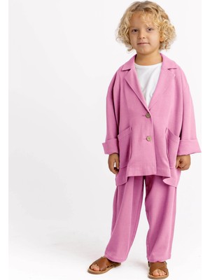 Cigit Keten Blazer Ceket 2-7 Yaş Pembe
