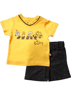 For My Baby Cool Sarı T-Shirt Şort 2'li Takım