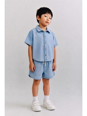 Dundee Kids Unisex Mavi Denim Şortlu Takım