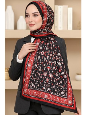 Hadiora Kadın Siyah Çiçek Desenli Soft Şal