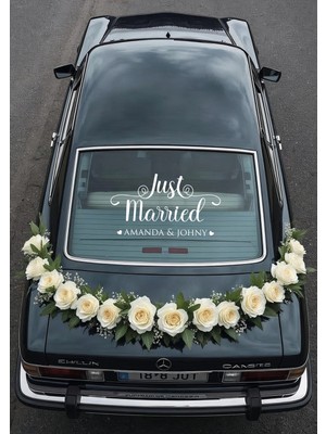 Lora Wedding Gelin Arabası Cam Yazısı İsme Özel 38cm Altın | "Just Married" ve İsimleriniz Yazılı Düğün, Nikah, Nişan İçin Araba Cam Yazısı Sticker, Folyo, Vinil