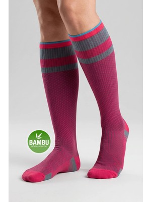 Gowith Bambu Dikişsiz Renkli Diz Boyu 15-20 mm Hg Basınçlı Kompresyon Çorap 3596