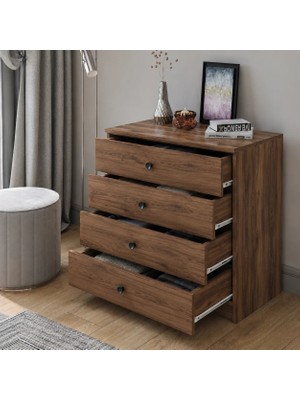 Gani Home Linea 4 Çekmeceli Şifonyer - Modern Yatak Odası Şifonyeri ve Saklama Dolabı
