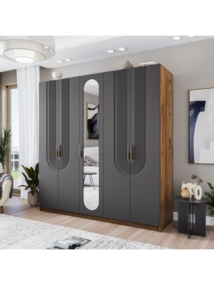 Velmo Aspen 5 Kapaklı Gardırop (Antrasit)