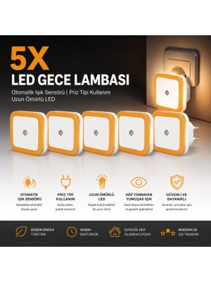 LED Energy 5ADET 1W Fotoselli Gece Lambası Sensörlü Otomatik Işık