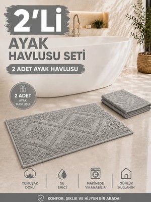 Evim Sade 2'LI50X70 Pamuklu Ayak Havlusu – Kül Rengi