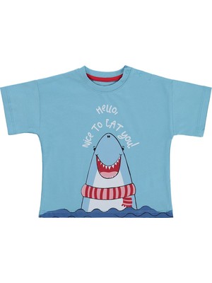 Civil Baby Nice To Eat You Baskılı 6-18 Ay Tişört - Mavi