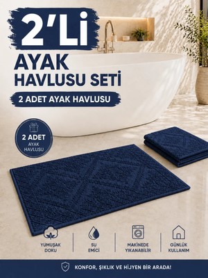 Evim Sade 2'LI50X70 Pamuklu Ayak Havlusu – Lacivert