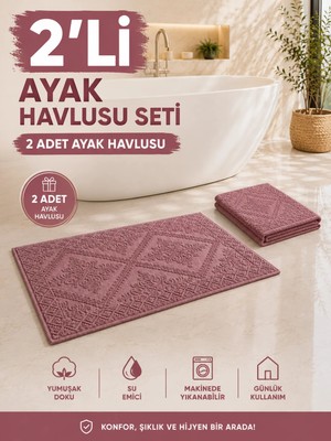 Evim Sade 2'LI50X70 Pamuklu Ayak Havlusu – Gül Kurusu