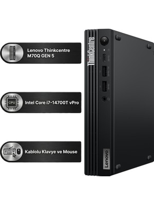 Lenovo Thinkcentre M70Q Gen 5 Intel Core I7-14700T 64GB 1tb SSD Windows 11 Pro Mini Masaüstü Bilgisayar 12TESH46TX 012
