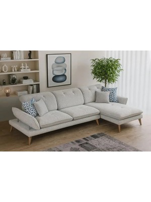 Vivense Cosy Köşe Koltuk, Ahşap Ayak, Sağ Köşe, Açık Gri