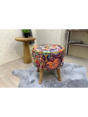 Vivense Miskin Puf, Retro, Ahşap, Naturel Ayak