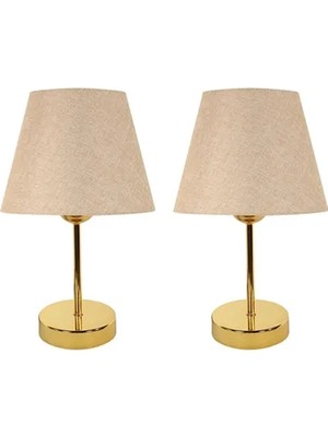 Vivense Evlight Metal Ayaklı Ikili Abajur, Gold Pudra
