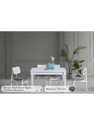 Vivense Vera Çizilmez Açılır Masa Takımı, Beyaz, 120X80