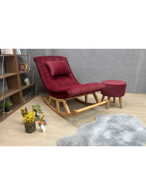 Vivense Miskin Puflu Sallanan Sandalye, Naturel Bordo