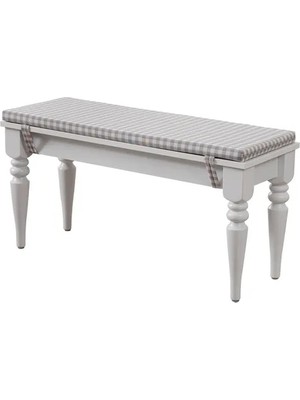Vivense Venedik Bench, Beyaz Üst, Gri Pötikare, 95 cm